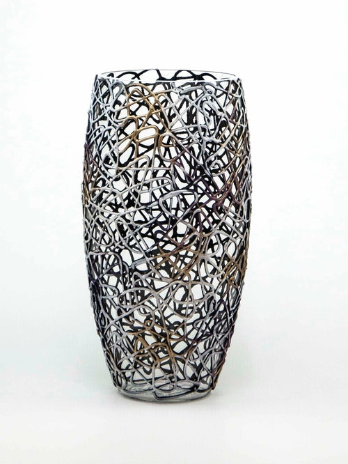 Art Decorated Glass Oval Vase | Interior Design Home Room Decor | Tabl